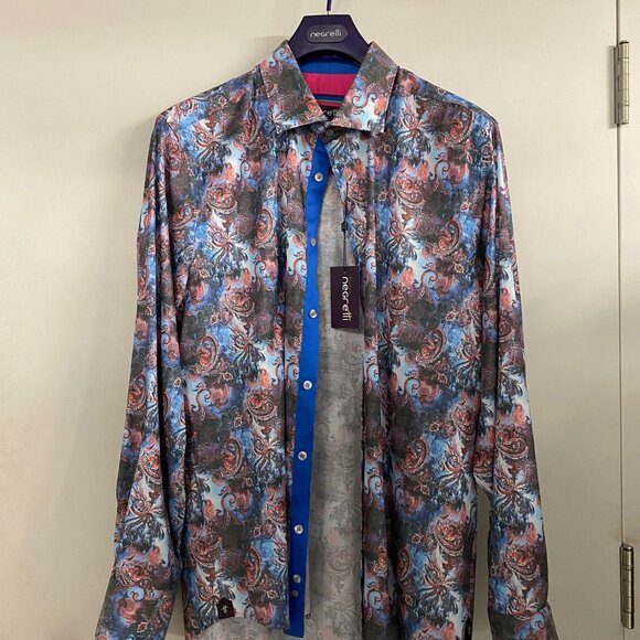 Patterned Man Shirt Franco Negretti - Picture 1 of 4